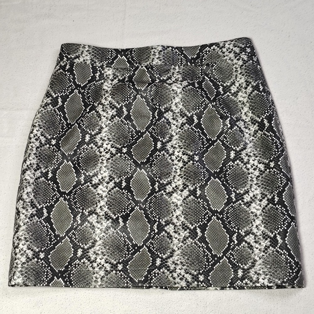 Snake Print Faux Leather Pencil Skirt - Black & Gray